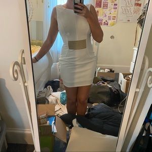 White dress with gold detail